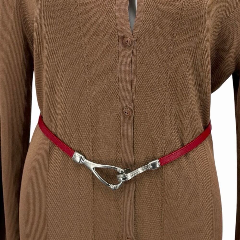 Coldwater Creek Leather Slide Belt Red SZ L Women’s Boho Artisan Western Gypsy